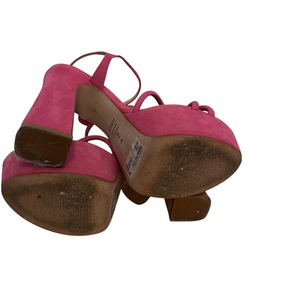 Schutz - Picca Pink Suede Chunky High Heel Platform Sandals - Picture 10 of 11